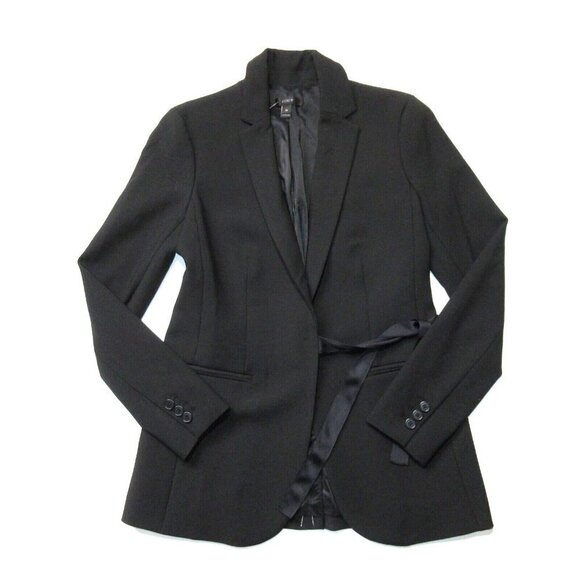 NWT J.Crew Petite Tie-Front Blazer in Black Four Season Stretch Jacket 2P - Picture 1 of 5